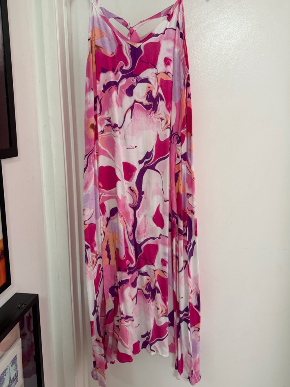 NWOT Flowy rayon slip dress adjustable straps cute tie back!! From Barcelona!!